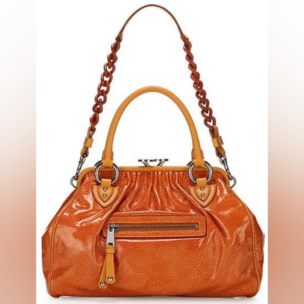 MARC JACOBS Stam CECILIA Embossed SNAKESKIN Two-way Crossbody Top Handle Handbag